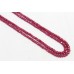 String Strand Necklace Red Ruby oval Cut beads treated stones 2 line P 511
